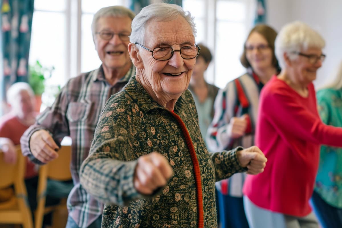 Carrollton Gardens | Assisted living residents having fun exercising